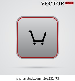 Gray square with a red stroke on a white background with shadow.  put in shopping cart , vector illustration, EPS 10