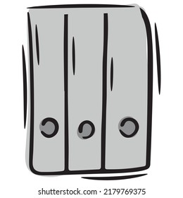 gray stack of folders, files, documents, archive with information, vector isolated element in doodle style, white background, colored business doodles, black outline