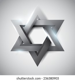 Gray star of David, vector religious symbol