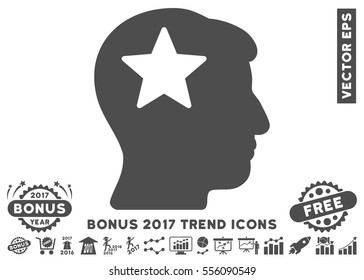Gray Star Head pictogram with bonus 2017 year trend images. Vector illustration style is flat iconic symbols, white background.
