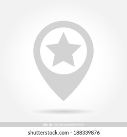 Gray star marker sign as favorite icon - light version
