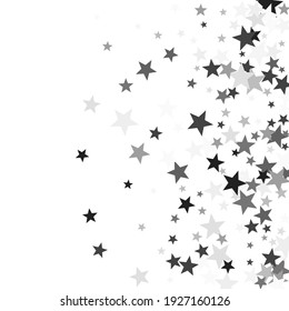 Gray stars confetti adorable carnival vector background. Twinkle shiny star sparkles magical illustration. Silver platinum abstract party decoration elements.