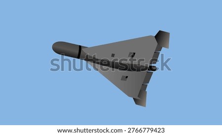 Gray stealth aircraft glides against clear blue sky. Design suggests advanced military technology and speed. No visible people or emotions are present in this scene. Ideal for defense, aviation