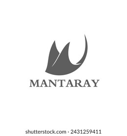 diseño de logotipo vectorial de mantarraya gris	