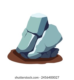 Gray stone cartoon vector art, grey rock  flat illustration, natural design elements, big boulders image