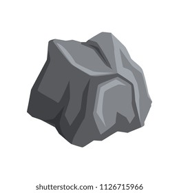 Gray stone with lights and shadows. Cartoon vector icon of mountain rock. Natural object for creating landscape background of video game