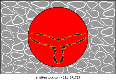 Gray stone marble with red circle with line black .Frame,logo,banner.Illustration vector.