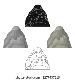 Gray stone mountain. A mountain in which mined minerals.Different mountains single icon in cartoon style vector symbol stock illustration.
