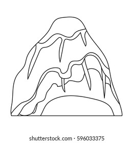 Gray stone mountain. A mountain in which mined minerals.Different mountains single icon in outline style vector symbol stock illustration.