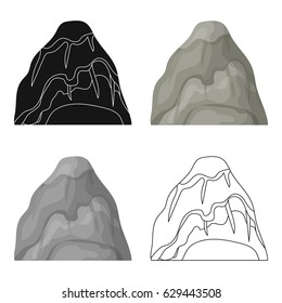Gray stone mountain. A mountain in which mined minerals.Different mountains single icon in cartoon style vector symbol stock illustration.