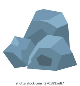 peça de pedra cinza de montanha rocha plana cor vetor ilustração modelo design