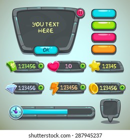 Gray stone user interface for mobile or computer game design