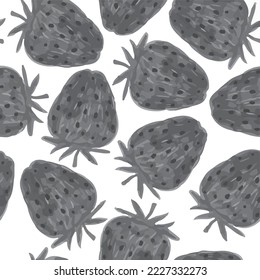 gray strawberry pattern vector on white background. Suitable for prints on textiles, backgrounds, wallpaper