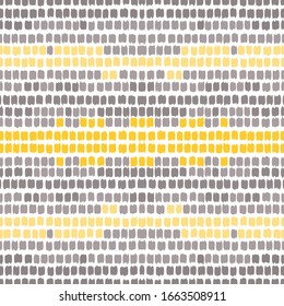 Gray Stripe Color Vector Seamless Pattern. Scandinavian Abstract Line Pattern. Retro Mexican Wallpaper. Yellow Strip Geometric Illustration.