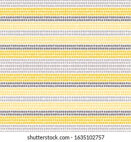 Gray Stripe Simple Vector Seamless Pattern. Mexican Retro Navy Print. Watercolor Scandinavian Illustration. Yellow Strip Modern Pattern.