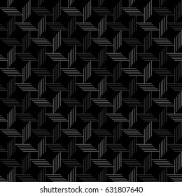 gray stripes on black background. geometric seamless pattern. simple vector background