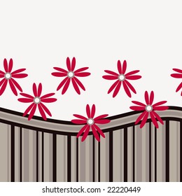 Gray stripes and red flowers banner