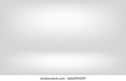 Gray studio background. Bright empty scene. White wall studio room with light.