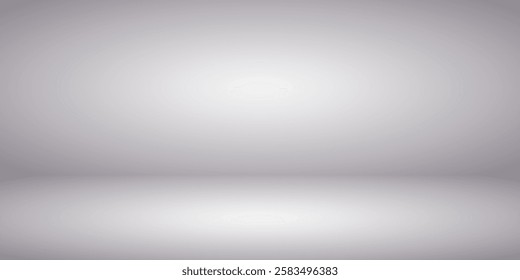 Gray studio room background. 3d empty table for product presentation. Soft gradient mockup for product showcase or photography, vector banner