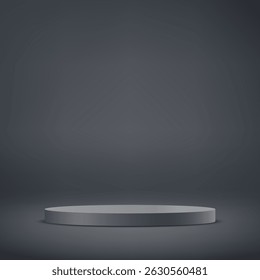 Gray studio room background. Gray background vector 3d with podium. Empty room with light effect. Space for selling products, backdrop, wallpaper, background, text.