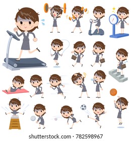 Gray suit business women Bad condition_Sports & exercise