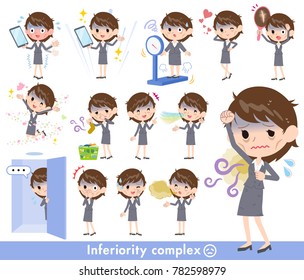 Gray suit business women Bad condition_complex
