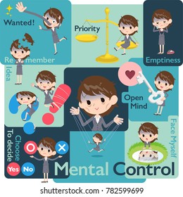 Gray suit business women Bad condition_Mental & volition