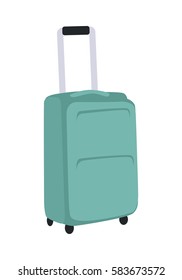 Gray suitcase isolated on white. Summer vacation, travel, journey, trip concept. Luggage bag with trolley. Travelling conceptual banner. Business travel concept. Vector illustration in flat style.