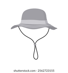 Gray sun hat with chin strap