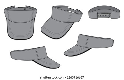 Gray Sun Visor Cap for Template