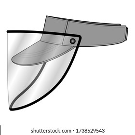 Gray Sun Visor Cap Vector With Plastic Transparent Face Shield For Template.