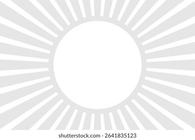 Gray Sunburst Background with Circular Frame. Radiant Rays Design. Wallpaper. Bg. Vector Illustration