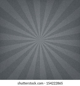 Gray sunburst blank background. Sunbeam with noise effect texture. Retro empty vintage abstract backdrop. Template swatch in square format. Vector illustration design element save in 10 eps