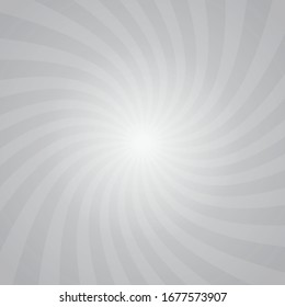 Gray Sunburst Pattern Abstract Background. Rays. Radial. Twist. Vector Illustration