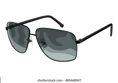 Gray sunglasses side view on a white background