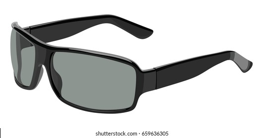 Gray Sunglasses Side View On A White Background