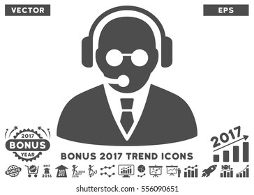 Gray Support Manager icon with bonus 2017 year trend elements. Vector illustration style is flat iconic symbols, white background.