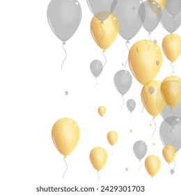 Gray Surprise Background White Vector. Baloon Shine Background. Silver Symbol Confetti. Air Love Design.