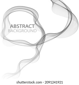 Gray swirling transparent wave line style on white background, design element