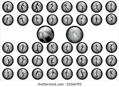 gray symbol basketball icon isolated on white background, clipping path included, vector
