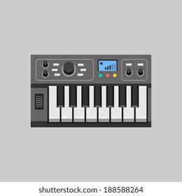 gray synthesizer flat icon, vector illustration