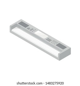 Gray synthesizer in isometry. 3d Electronic piano. Vector illustration.