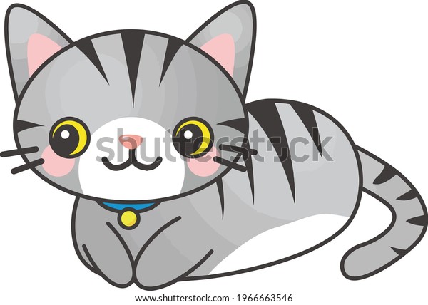 Gray Tabby Cat Drawings Illustrations Clip Stock Vector (Royalty Free