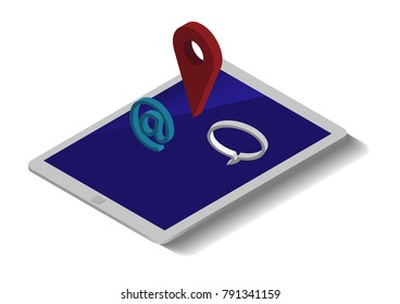 Gray tablet with blue screen and check icon on a white background