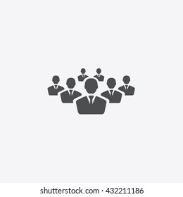 Gray team vector icon, sign of manager and workers on isolated background in business and corporate company