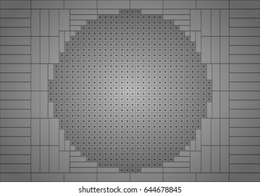 Gray technological background with tiles, Reactor cover, vector