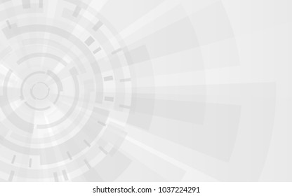 Gray technology background. Gears and futuristic elements. Abstract gradient shapes. Modern design template. Vector illustration.