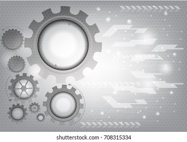 Gray technology gear  abstract vector background
