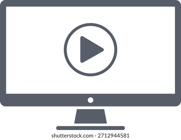 Una pantalla de televisión gris con un Botón de juego en un círculo de soporte