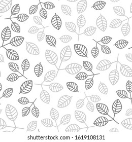 gray tender plants, branches and leaves, seamless pattern, fabric design, vector 